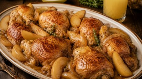 Куриные окорочка с грушами в луково-медовом соусе