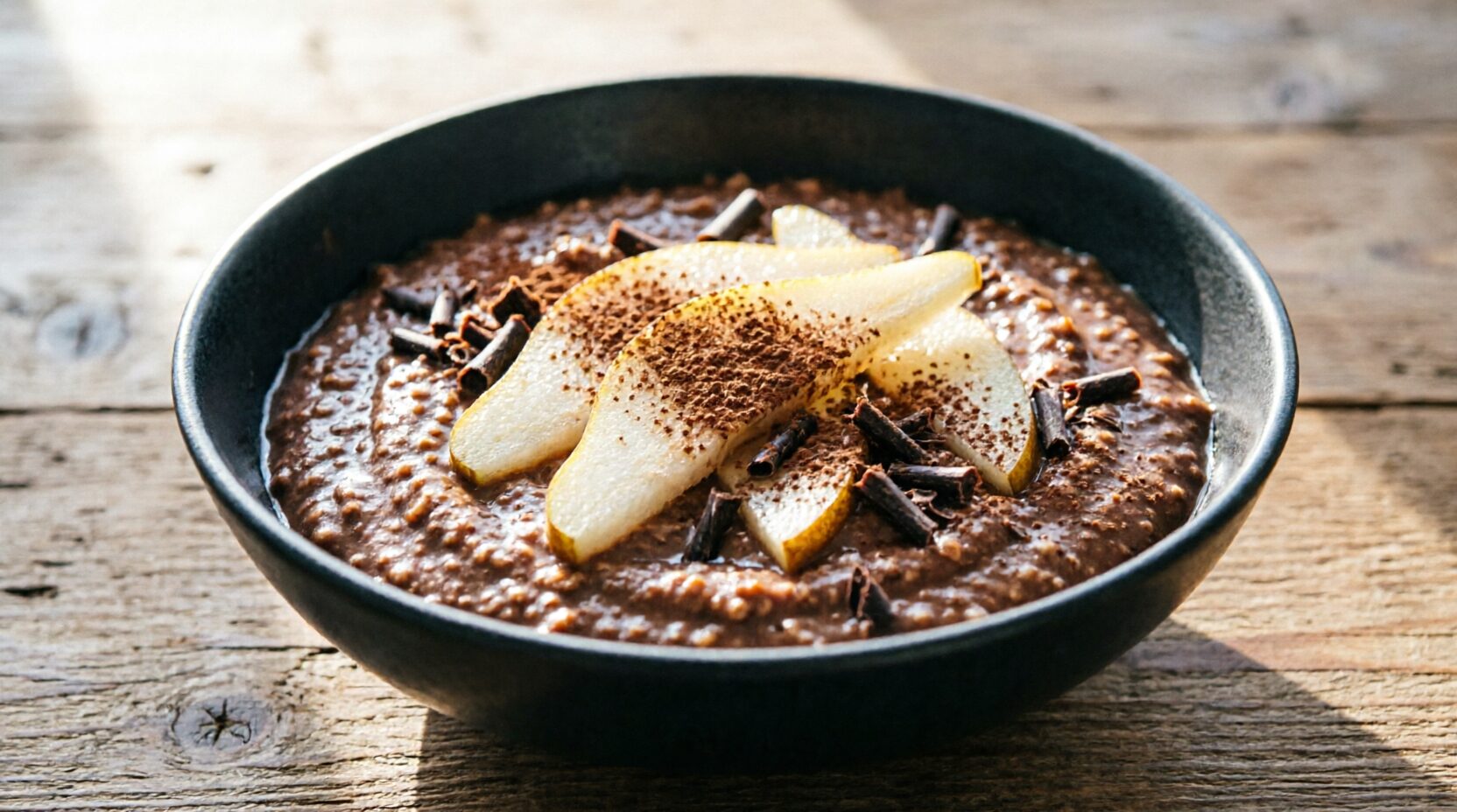 Овсяная каша с грушами и шоколадом