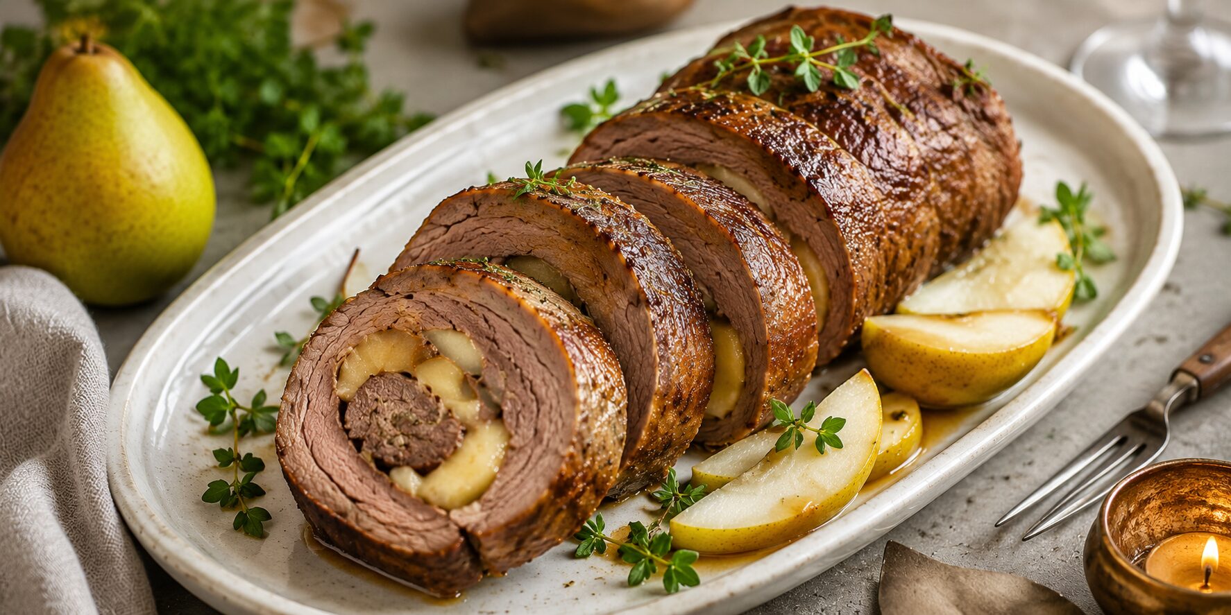 Рулет из говядины с грушами и сыром как приготовить