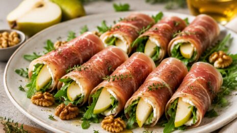 Рулетики с грушей, хамоном и сыром