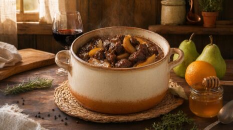 Жаркое со свининой, грушами и мёдом рецепт